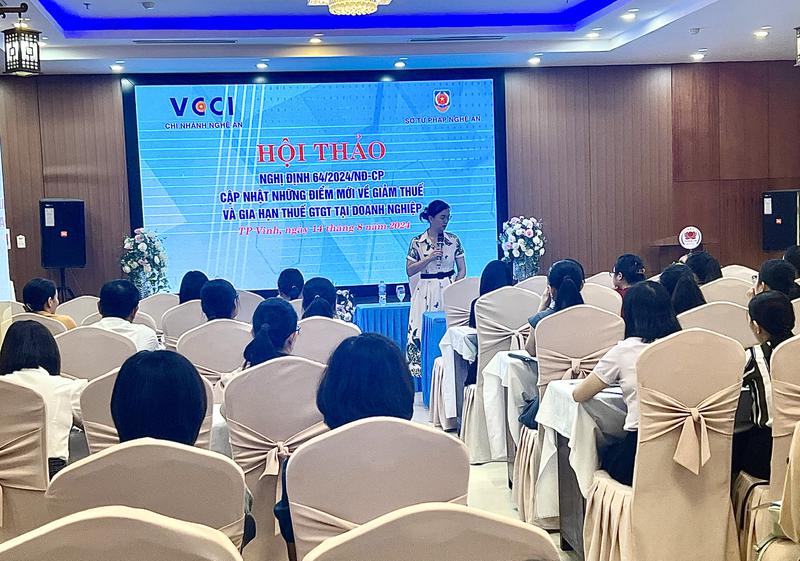 VCCI NGHỆ AN: Hội thảo Cập nhật những điểm mới về giảm thuế  và gia hạn thuế GTGT tại doanh nghiệp